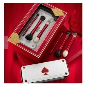 Estee Lauder Red and Gold Brush Set with White Case